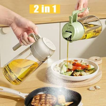 2in1 Oil Sprayer Glass Bottle For Cooking Anti Leakage Olive Oil Storage Bottle For Bbq Air Fryer Salad Steak Kitchen Supplies