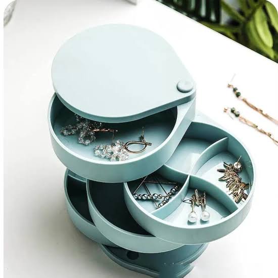 4 Layers Rotating Mirror Jewelry Organizer Box