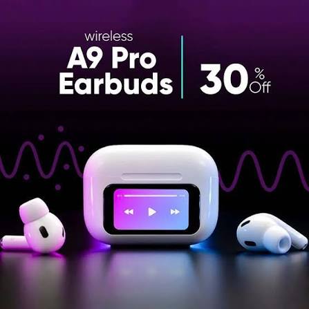 A9 Pro 2 Earbuds with LCD Tablet Airpods pro 2 with LCD touchscreen display bluetooth 5.3 for ios and android