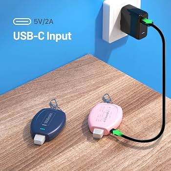 Iphone Keychain Phone Charger Emergency Power Banks Retractable Plug Power Fast Charging