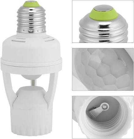 Motion Sensor Light Socket, PIR Infrared Motion Sensor LED Lamp Bulb Holder E27 AC220V, Auto On Off Night Light Control for Garage Basement with PIR Motion