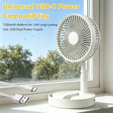 3 Speed Big size Rechargeable Mini Folding Telescopic Fan USB Rechargeable Floor Fan for Student Dormitory Home Outdoor Camping Office Small Desktop mini Fan