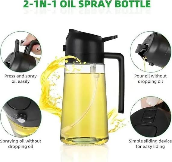 2in1 Oil Sprayer Glass Bottle For Cooking Anti Leakage Olive Oil Storage Bottle For Bbq Air Fryer Salad Steak Kitchen Supplies