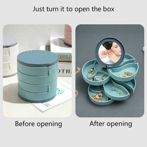 4 Layers Rotating Mirror Jewelry Organizer Box