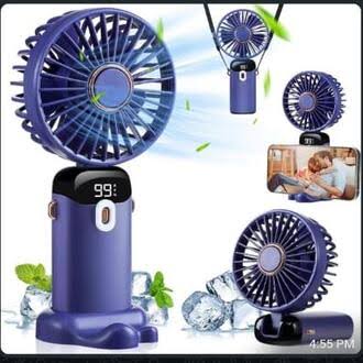 Portable Hand Held Fan Office Desktop Multifunctional Folding Double Headed Small Electric Fan With A Neck Lanyard